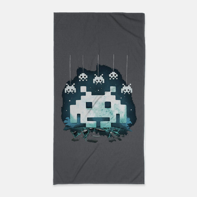 Space Moon Invaders-None-Beach-Towel-Vallina84