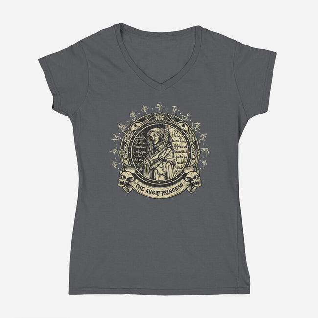 The Angry Princess-Womens-V-Neck-Tee-gorillafamstudio