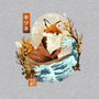 The Great Wave Fox-Womens-Fitted-Tee-dandingeroz