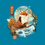 The Great Wave Fox-Womens-Fitted-Tee-dandingeroz