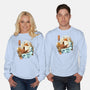 The Great Wave Fox-Unisex-Crew Neck-Sweatshirt-dandingeroz