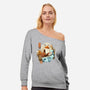 The Great Wave Fox-Womens-Off Shoulder-Sweatshirt-dandingeroz