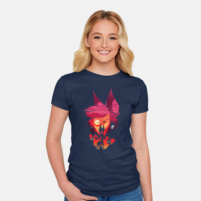 Alastor Sunset-Womens-Fitted-Tee-dandingeroz