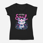 Feline Evil-Womens-V-Neck-Tee-eduely