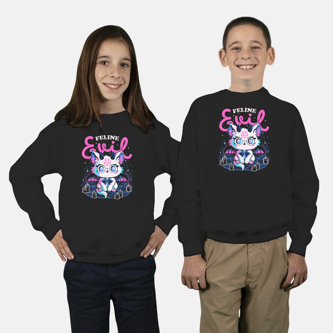 Feline Evil-Youth-Crew Neck-Sweatshirt-eduely