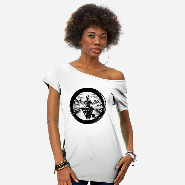 The Air Nomads Sumi-e-Womens-Off Shoulder-Tee-DrMonekers