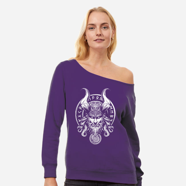 God Of Mischief And Trickery-Womens-Off Shoulder-Sweatshirt-DrMonekers