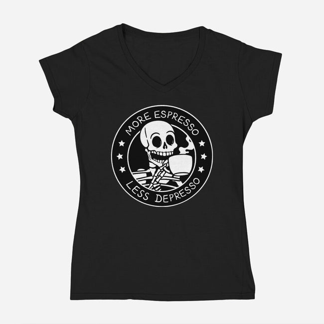 More Espresso Less Depresso-Womens-V-Neck-Tee-tobefonseca