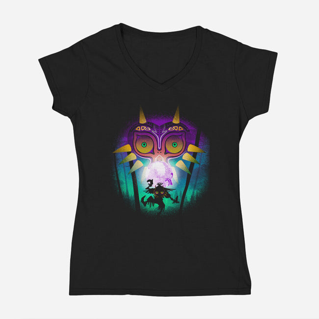 The Moon And The Mask-Womens-V-Neck-Tee-Donnie