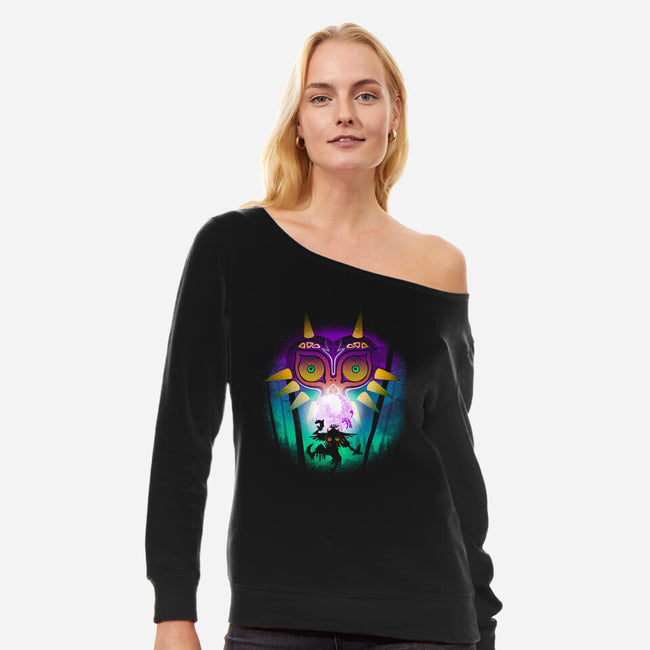 The Moon And The Mask-Womens-Off Shoulder-Sweatshirt-Donnie