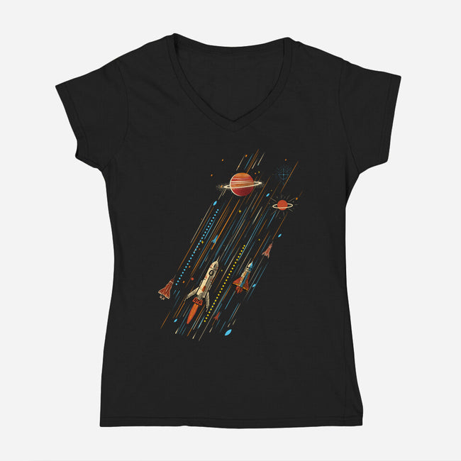 Space Travel Is Cool-Womens-V-Neck-Tee-kharmazero