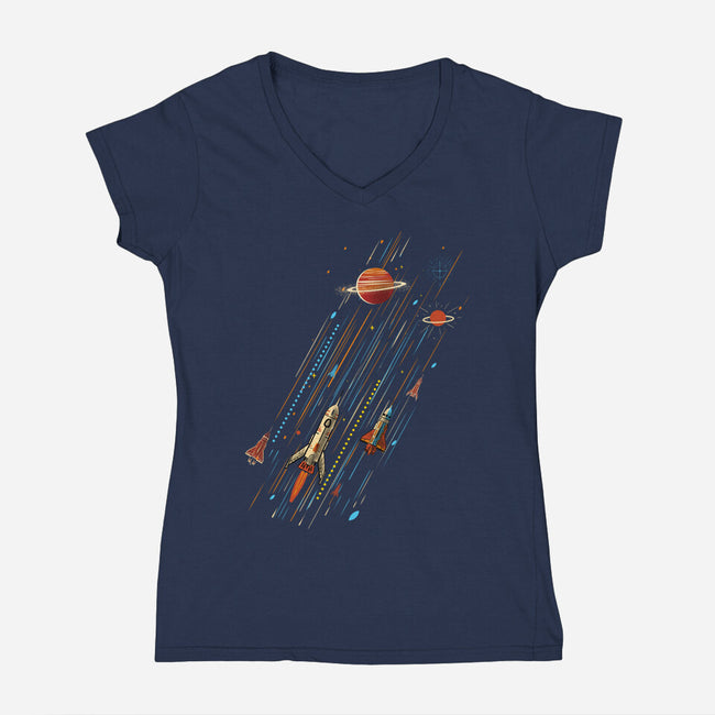 Space Travel Is Cool-Womens-V-Neck-Tee-kharmazero