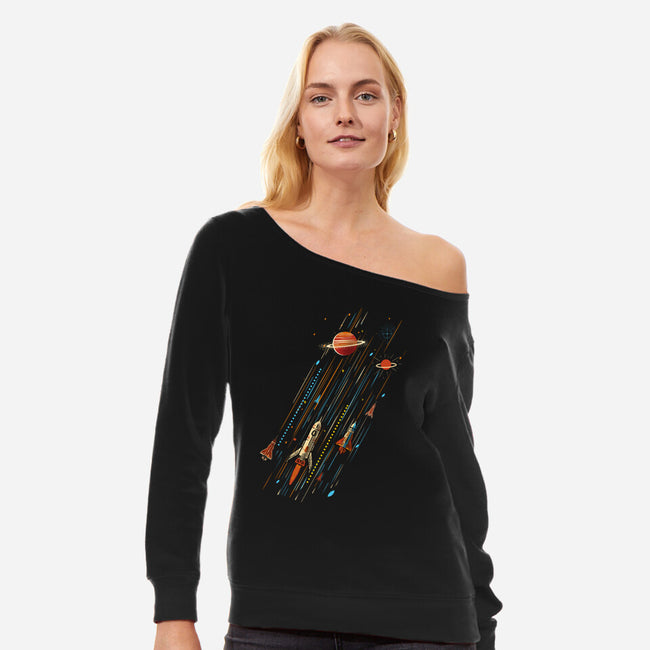 Space Travel Is Cool-Womens-Off Shoulder-Sweatshirt-kharmazero