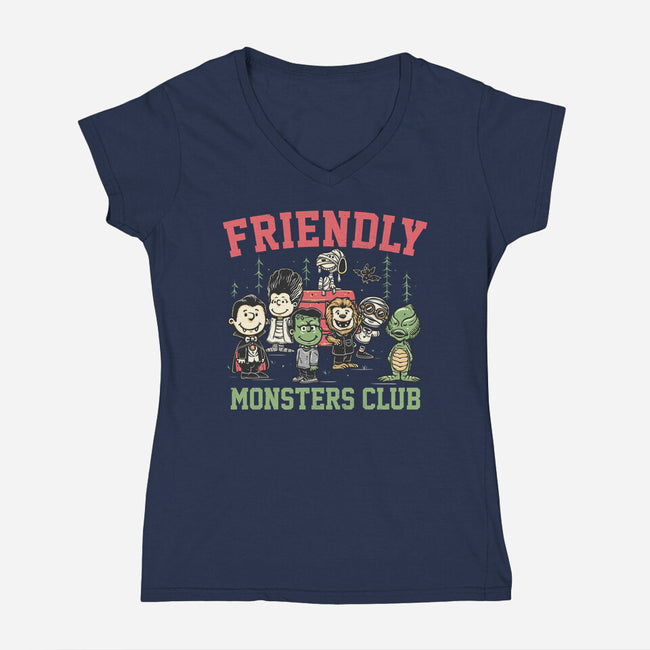 Friendly Monsters Club-Womens-V-Neck-Tee-momma_gorilla