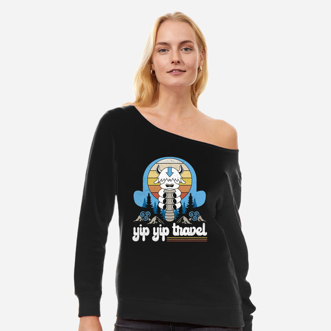 Yip Yip Travel-Womens-Off Shoulder-Sweatshirt-Logozaste