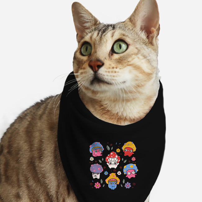 Cute But Psychedelic Mushrooms-Cat-Bandana-Pet Collar-tobefonseca