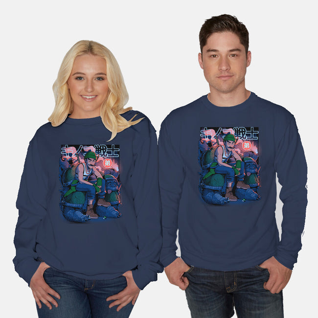 Green Mushroom Brother-Unisex-Crew Neck-Sweatshirt-Bruno Mota