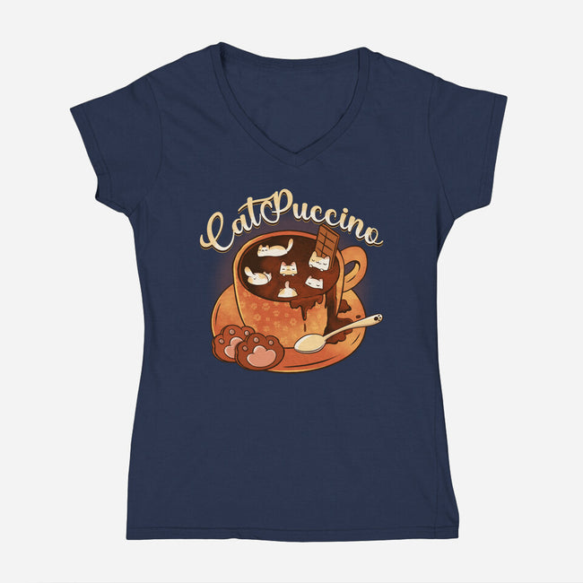 Catpuccino Kawaii Kittens-Womens-V-Neck-Tee-tobefonseca