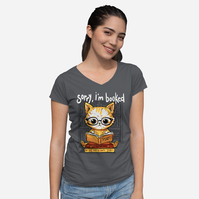 Sorry I'm Booked-Womens-V-Neck-Tee-kharmazero