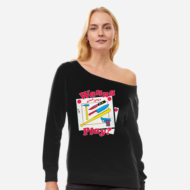 Good Guys Play-Womens-Off Shoulder-Sweatshirt-Nemons