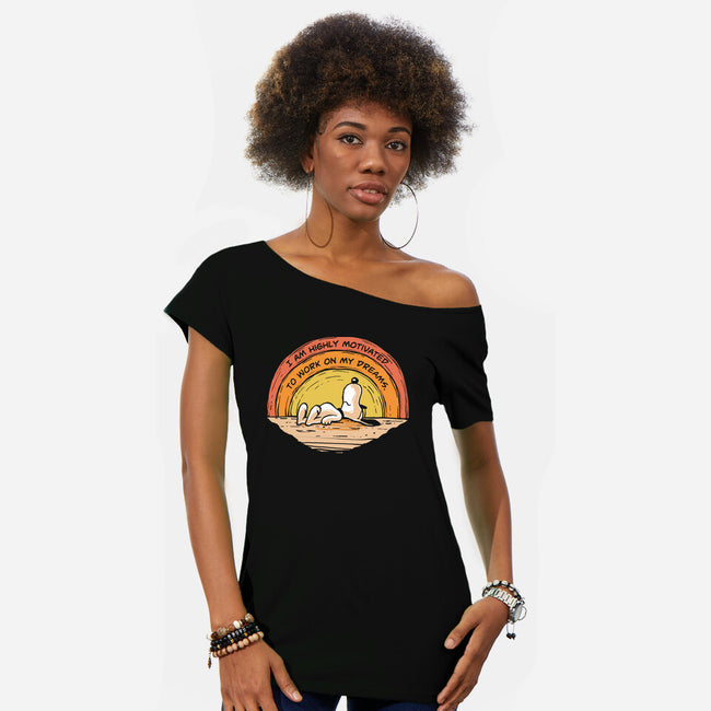 Working On My Dreams-Womens-Off Shoulder-Tee-zerobriant