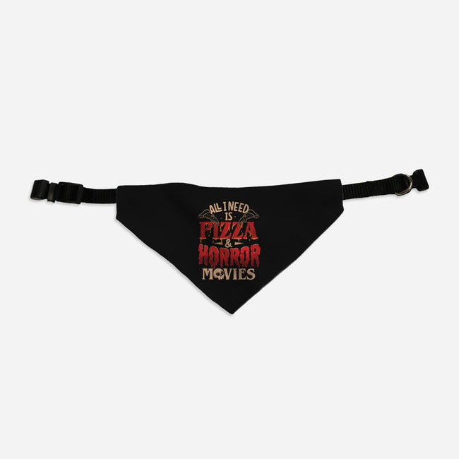 All I Need Is Pizza And Horror Movies-Dog-Adjustable-Pet Collar-eduely