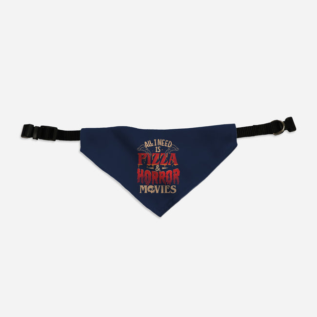 All I Need Is Pizza And Horror Movies-Dog-Adjustable-Pet Collar-eduely