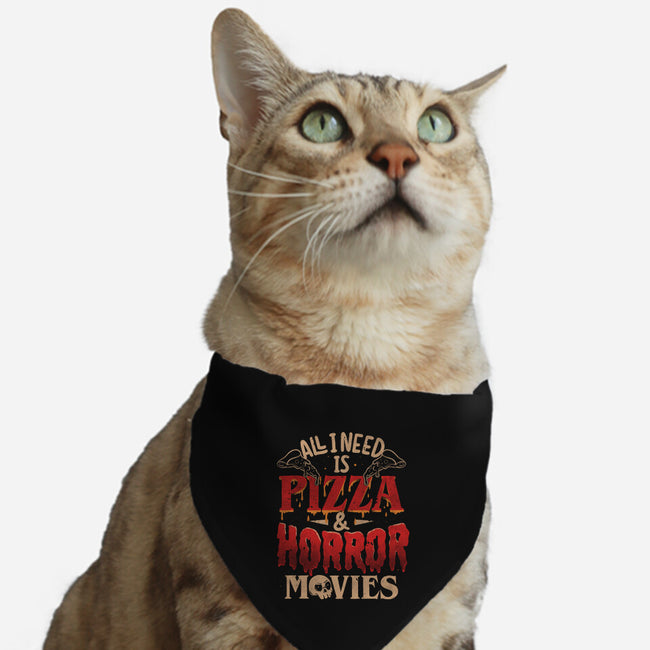 All I Need Is Pizza And Horror Movies-Cat-Adjustable-Pet Collar-eduely