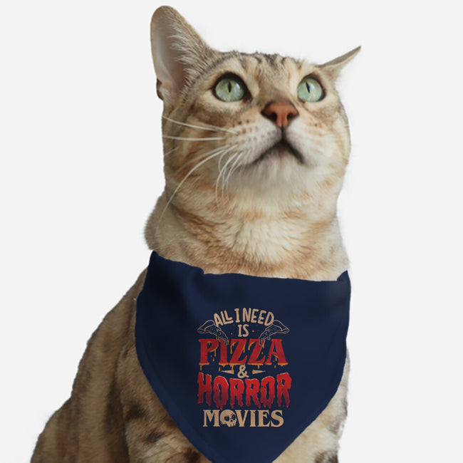 All I Need Is Pizza And Horror Movies-Cat-Adjustable-Pet Collar-eduely