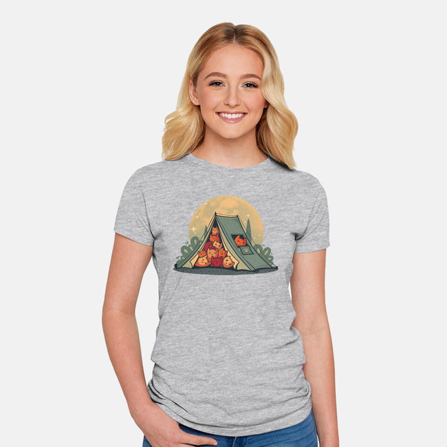 Cat Camping-Womens-Fitted-Tee-erion_designs