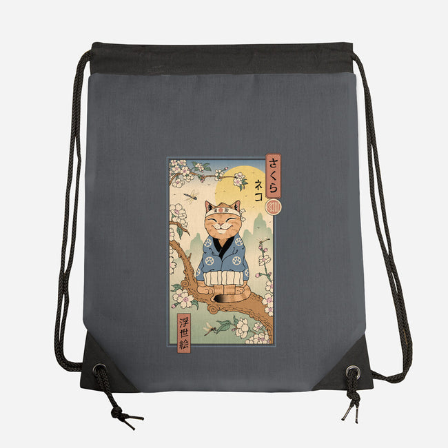 Meowster In Sakura Branch-None-Drawstring-Bag-vp021