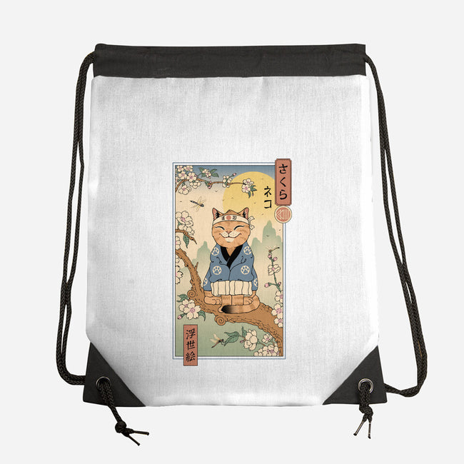 Meowster In Sakura Branch-None-Drawstring-Bag-vp021