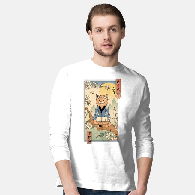 Meowster In Sakura Branch-Mens-Long Sleeved-Tee-vp021