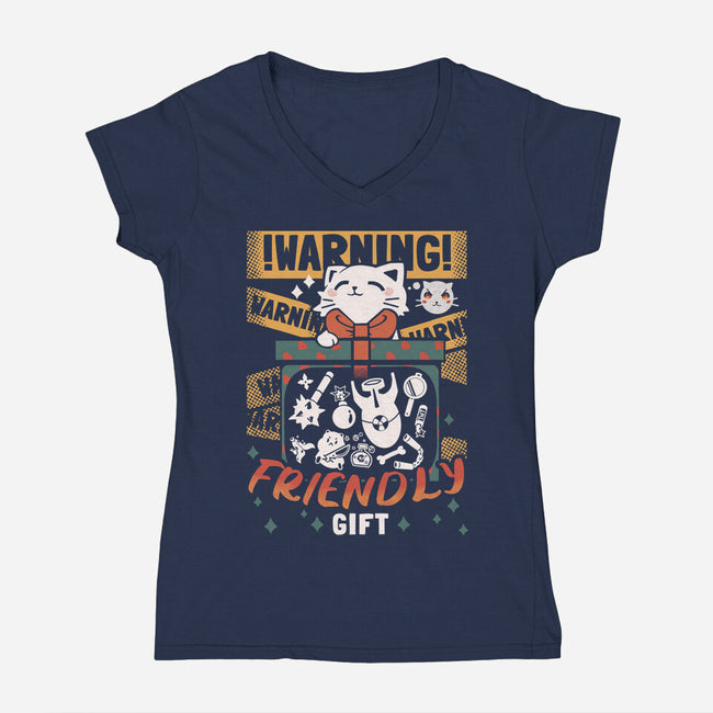 Cat's Friendly Gift-Womens-V-Neck-Tee-Heyra Vieira