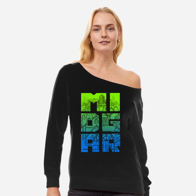 Midgar-Womens-Off Shoulder-Sweatshirt-Aarons Art Room