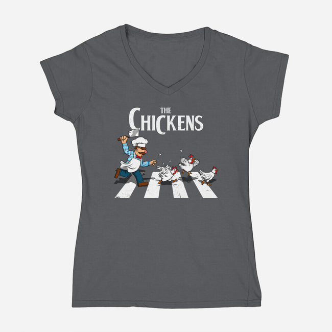 The Chickens-Womens-V-Neck-Tee-drbutler