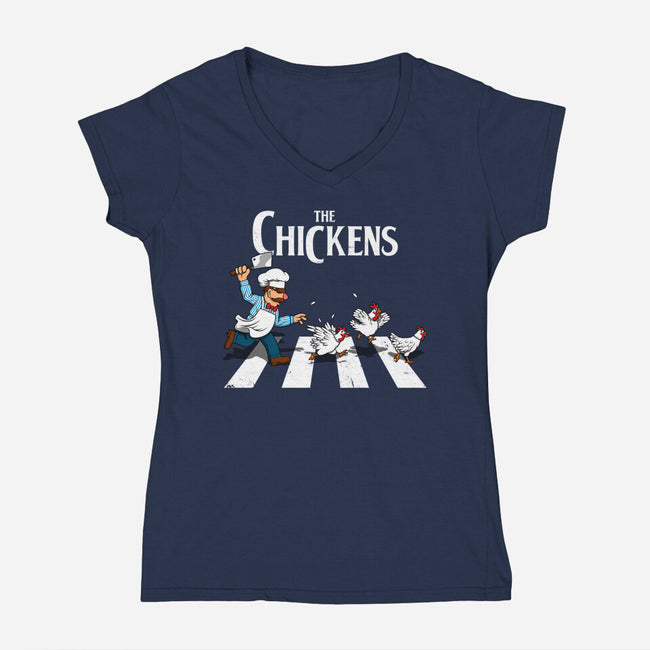 The Chickens-Womens-V-Neck-Tee-drbutler