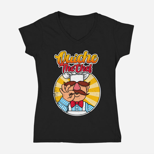 Quiche The Chef-Womens-V-Neck-Tee-drbutler