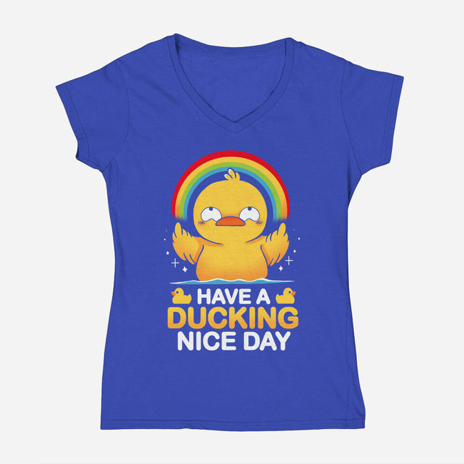 Have A Ducking Day-Womens-V-Neck-Tee-Vallina84