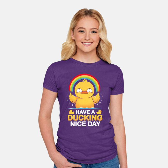 Have A Ducking Day-Womens-Fitted-Tee-Vallina84