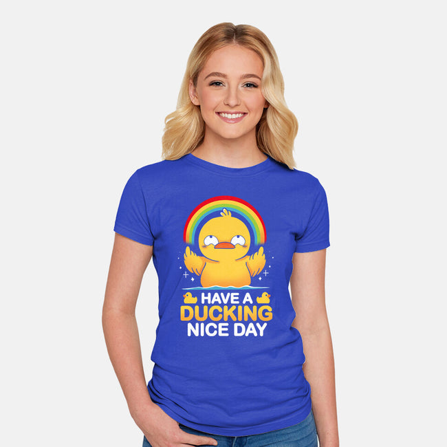 Have A Ducking Day-Womens-Fitted-Tee-Vallina84