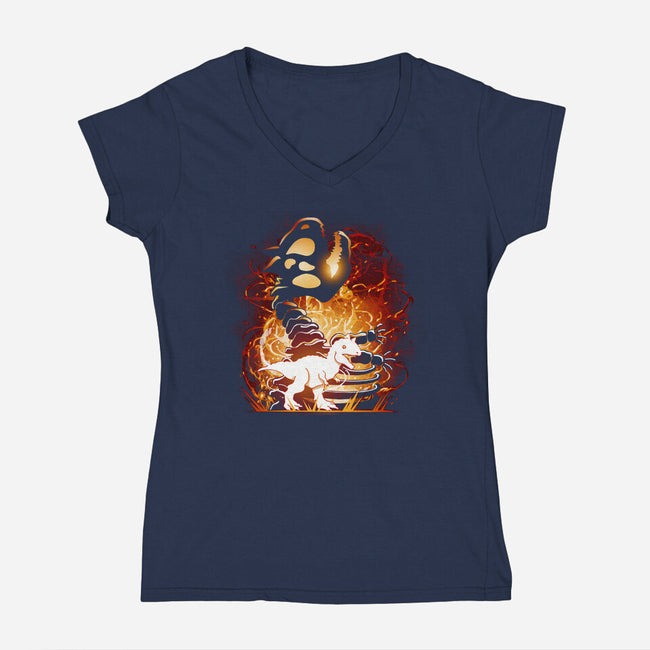 Carnotaurus-Womens-V-Neck-Tee-Vallina84