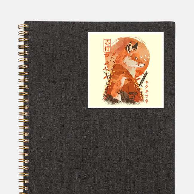 Red Fox Samurai-None-Glossy-Sticker-dandingeroz