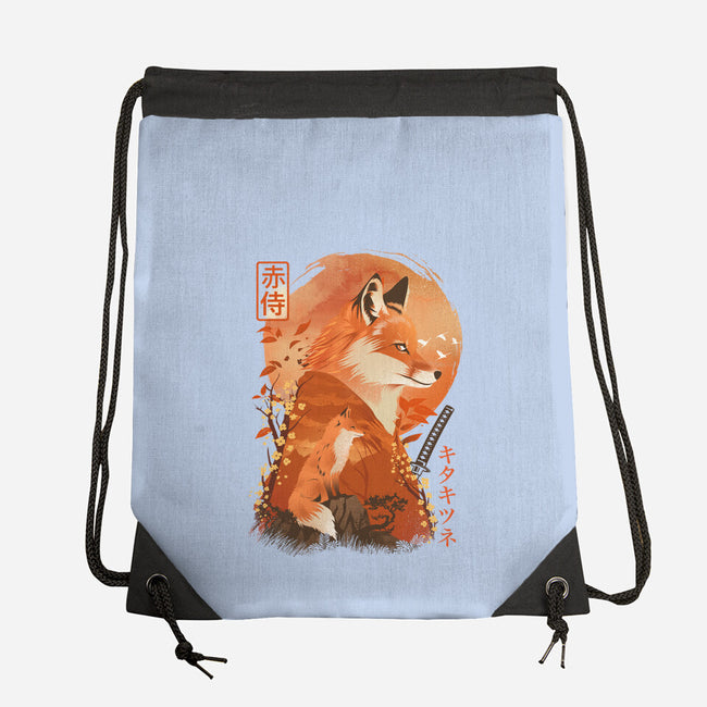 Red Fox Samurai-None-Drawstring-Bag-dandingeroz