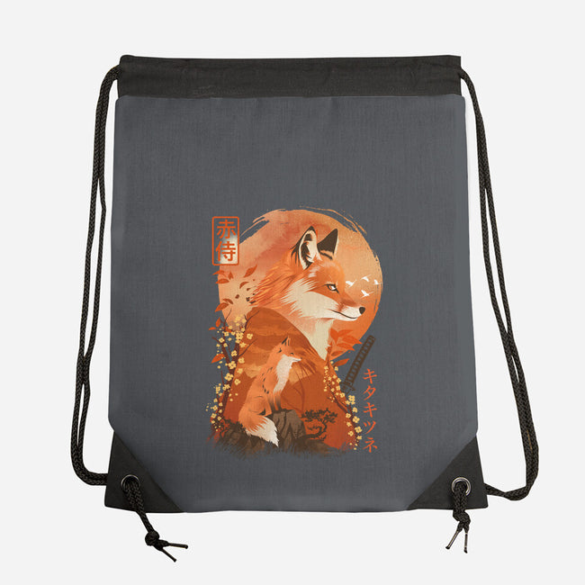 Red Fox Samurai-None-Drawstring-Bag-dandingeroz