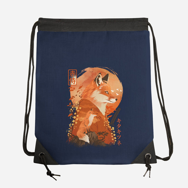 Red Fox Samurai-None-Drawstring-Bag-dandingeroz