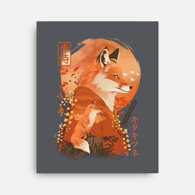 Red Fox Samurai-None-Stretched-Canvas-dandingeroz