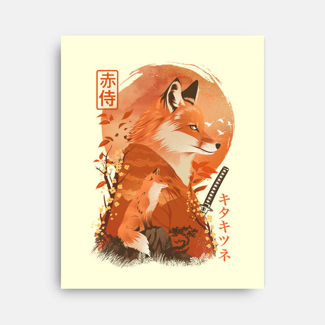Red Fox Samurai-None-Stretched-Canvas-dandingeroz