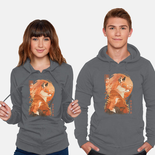 Red Fox Samurai-Unisex-Pullover-Sweatshirt-dandingeroz