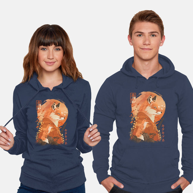 Red Fox Samurai-Unisex-Pullover-Sweatshirt-dandingeroz